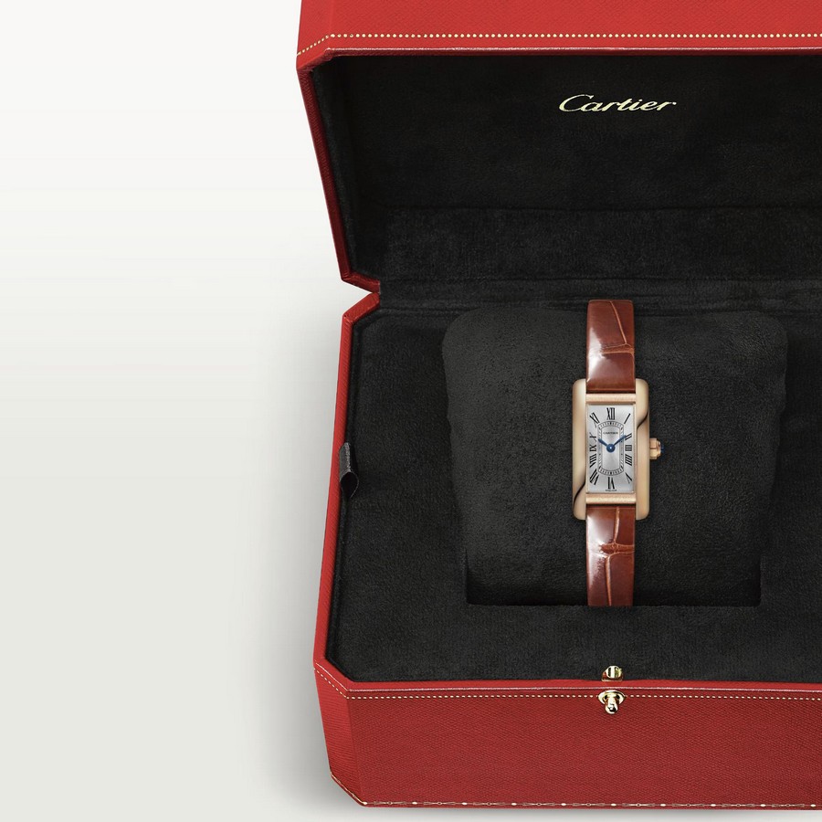 Đồng Hồ Cartier Tank Américaine Watch Nữ Nâu Vàng